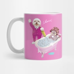 Funny Cat and Dog Celebrating Together Mug